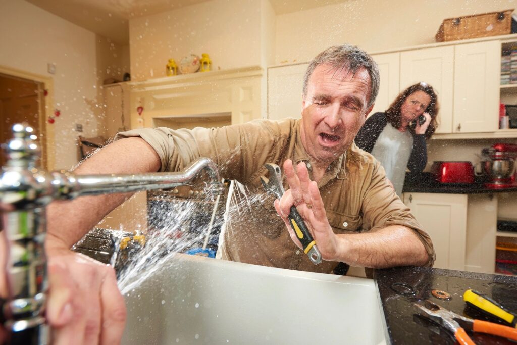 home water leak gushing